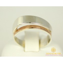 Серебряное кольцо 925 проба. Женское Кольцо с вставкой Золота 375 проба. 00110