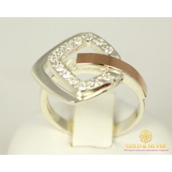 Серебряное кольцо 925 проба. Женское Кольцо с вставкой Золота 375 проба. 001310 Gold & Silver, Украина