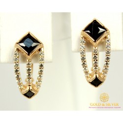 Золотые серьги 585 проба. Женские Серьги Фианит с красного золота. 420956