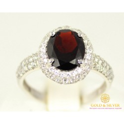 Серебряное кольцо 925 проба. Женское Кольцо Диво Гранат овал, белые камни 15929р