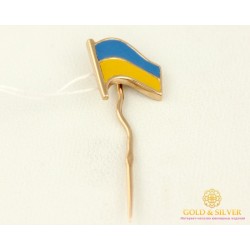 Золотая булавка 585 проба. Булавка с красного золота, Флаг Украины 1,29 грамма эмаль 16001
