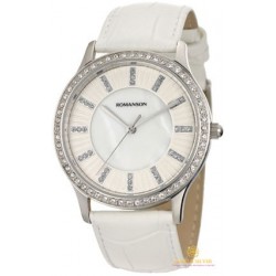 Женские Часы Romanson кожанный ремешок, белые RL0384TLWH WH