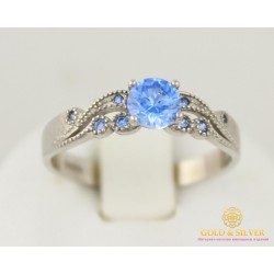 Серебряное кольцо 925 проба. Женское Кольцо с вставкой голубой кристалл Swarovski (Сваровски) 1853fbl