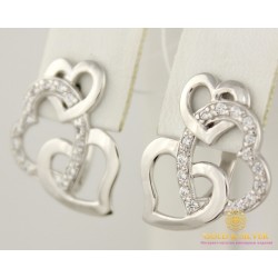 Серебряные серьги 925 проба. Женские Серьги серебряные Сердечки 920195