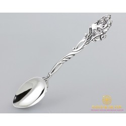 Серебряная ложка 925 проба. Ложка детская. Кузнечик музыкант. 6037