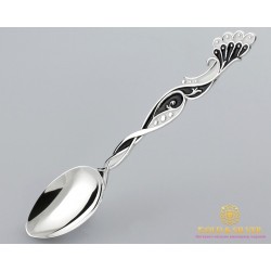Серебряная ложка 925 проба. Ложка чайная. Ювелирная эмаль. 6010