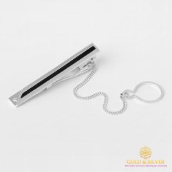 Серебряный зажим для галстука 925 проба. Мужской зажим серебряный. 8073е