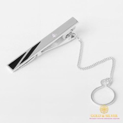 Серебряный зажим для галстука 925 проба. Мужской зажим серебряный. 8074е