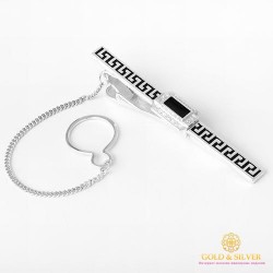 Серебряный зажим для галстука 925 проба. Мужской зажим серебряный. 8100е