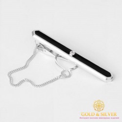 Серебряный зажим для галстука 925 проба. Мужской зажим серебряный. 8157е