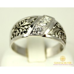 Серебряное кольцо 925 проба. Женское Кольцо Трехкаменка. 1122