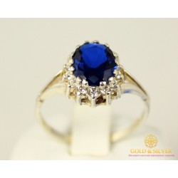 Серебряное кольцо 925 проба. Женское серебряное Кольцо с вставкой синего камня. k218