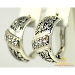 Серебряные Серьги 925 проба. Женские серебряные серьги Трехкаменка 2031