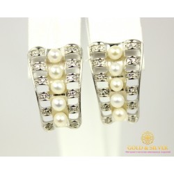 Серебряные Серьги 925 проба. Женские серьги с вставкой Жемчуг 420691c