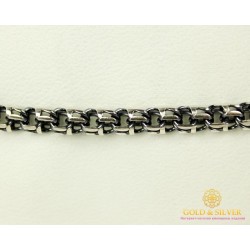 Серебряный Браслет 925 проба. Браслет серебряный черненый, плетение  Бисмарк Круглый 4051-1
