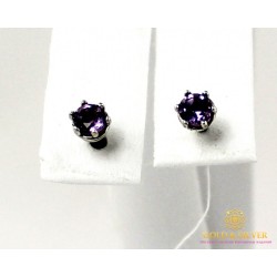 Серебряные Серьги 925 проба. Женские серьги Пуссеты Лея Аметист 20909r