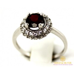Серебряное кольцо 925 проба. Женское серебряное Кольцо Аля с вставкой Гранат 15819r