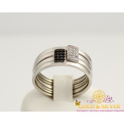 Серебряное кольцо черно белое 380526с