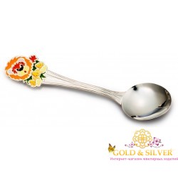 Серебряная детская ложечка Львенок 080522258