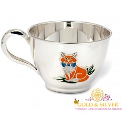 Серебряная детская Чашка Котик 080544