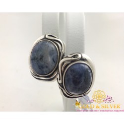 Серебряные Серьги 925 проба. Женские серебряные серьги Модерн с вставкой Содалит 2316 Gold & Silver, Украина