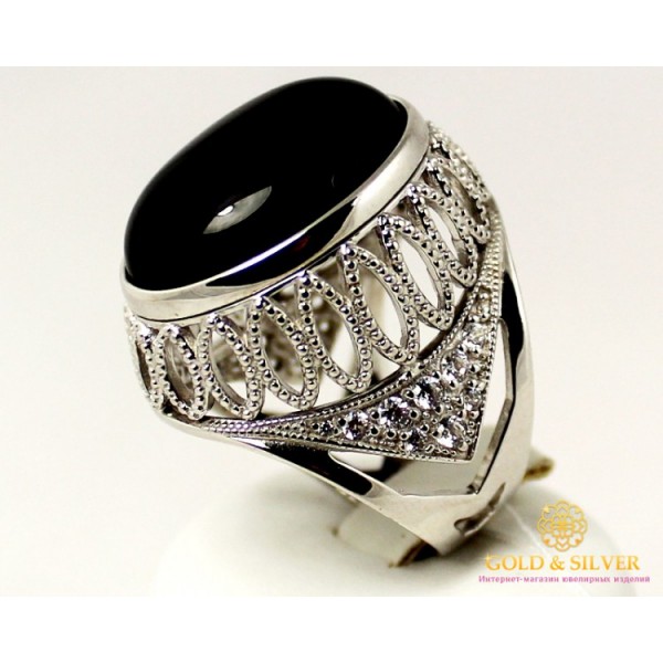 Серебряное кольцо 925 проба. Женское Кольцо с вставкой черный Агат 379618c , Gold & Silver Gold & Silver, Украина