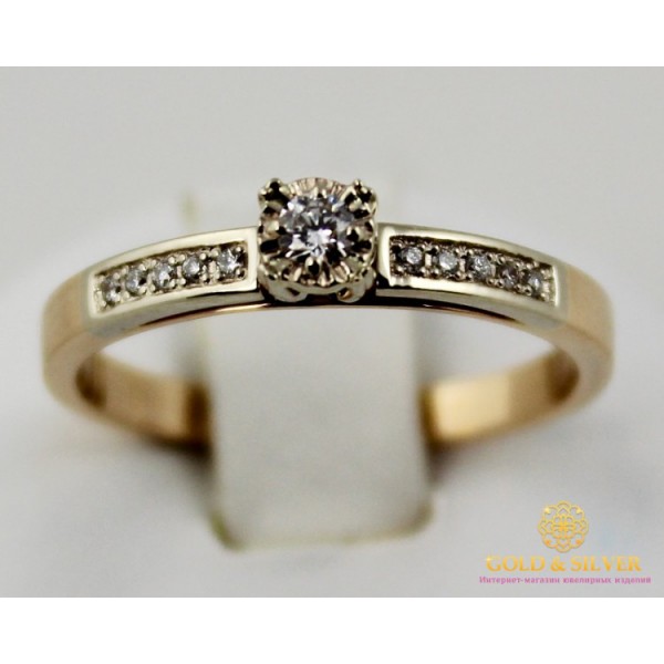 Золотое кольцо 585 проба. Женское Кольцо с белого и красного золота с вставкой Бриллиант. 15240 , Gold & Silver Gold & Silver, Украина