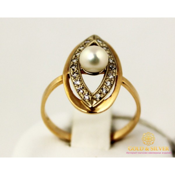 Золотое кольцо 585 проба. Женское Кольцо с красного золота, с вставкой Жемчуг. 2,75 грамма. kv937i , Gold & Silver Gold & Silver, Украина