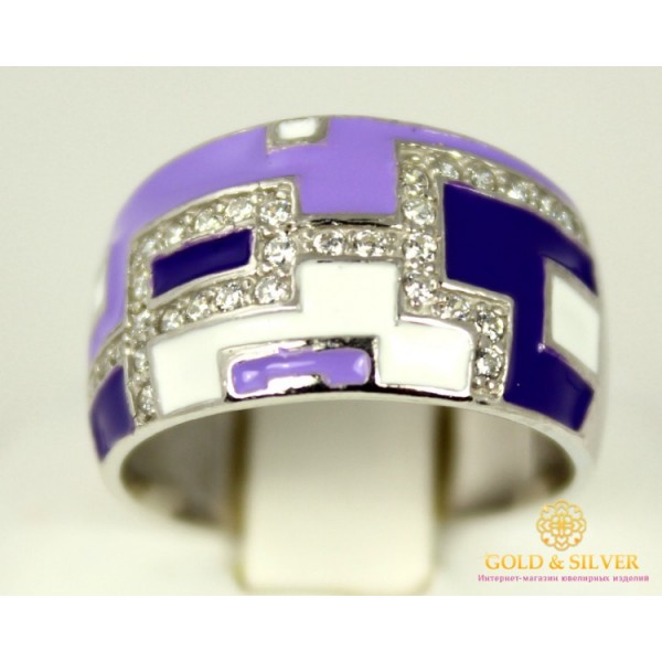 Серебряное кольцо 925 проба. Кольцо серебряное женское с сиреневой эмалью 1493e  , Gold & Silver Gold & Silver, Украина