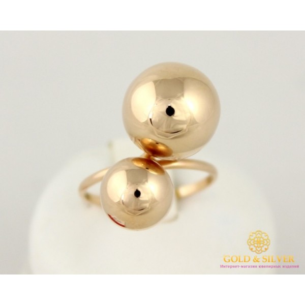 Gold & SilverЗолотое Кольцо 585 проба. Женское кольцо с красного золота, без вставок "Поцелуи" (Шары). 2,87 грамма 391078