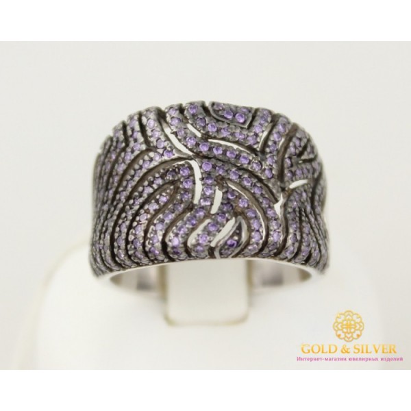 Gold & SilverСеребряное кольцо 925 проба. Женское серебряное Кольцо Иллюзия с вставкой фиолетовых камней. 15279p