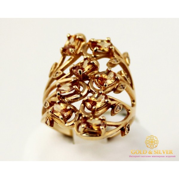 Золотое Кольцо 585 проба. Женское кольцо с красного золота, с вставкой. Фианит 11248 , Gold & Silver Gold & Silver, Украина