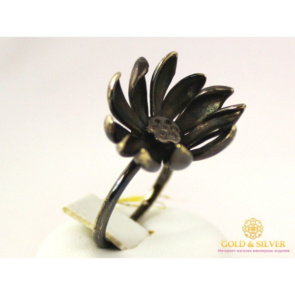 Золотое Кольцо 585 проба. Женское кольцо Цветок с черного золота. 330474 , Gold & Silver Gold & Silver, Украина