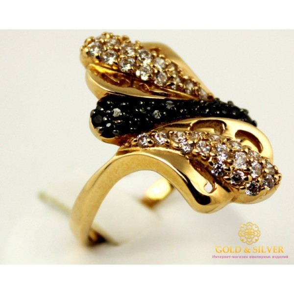 Золотое кольцо 585 проба. Женское Кольцо с красного золота с черным и белым камнем. 9,36 грамма. kv298010i , Gold & Silver Gold & Silver, Украина