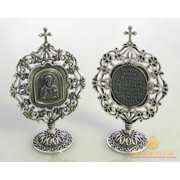 Серебряная Настольная Икона Спаситель 61290 , Gold & Silver Gold & Silver, Украина