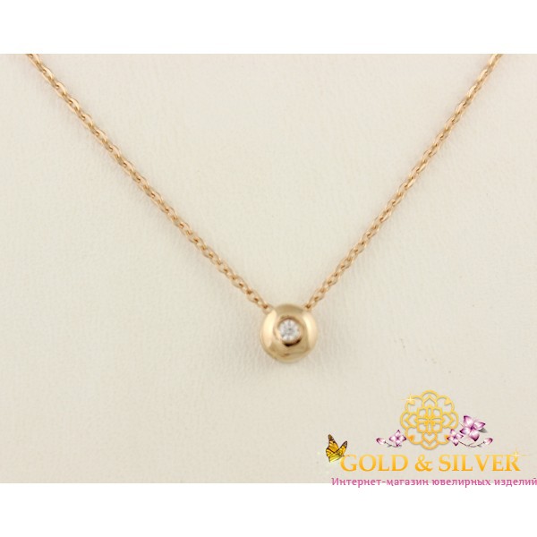 Золотое колье с одним камушком 860113 , Gold & Silver Gold & Silver, Украина